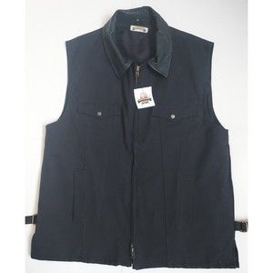 NWT Mens XXL Smith Bros Black Canvas W/Leather Concealed Carry Vest W/8 Pockets